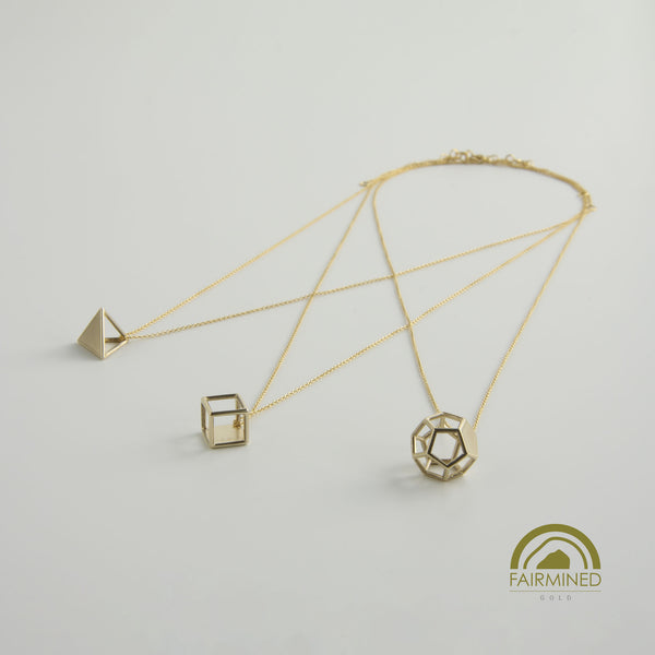 Fairmined On a Roll Tetrahedron Necklace