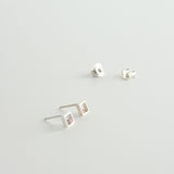 minrl geometric toys squares earrings silver ruby