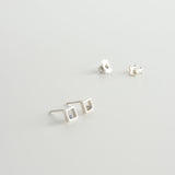 minrl geometric toys squares earrings silver sapphire