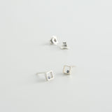 minrl geometric toys squares earrings silver sapphire