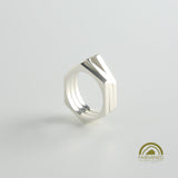 minrl random polygons rings hexagons fairmined silver 3 stacked