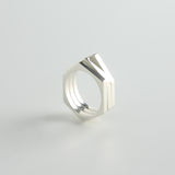 minrl random polygons rings hexagons silver 3 stacked