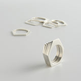 minrl random polygons rings hexagons silver