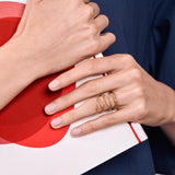 minrl rings bracelet yellow gold worn