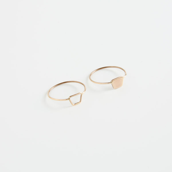 minrl shapes rings red gold mix trapezoid