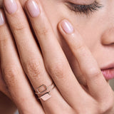 minrl shapes rings red gold squares worn