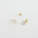 minrl shapes squares earrings yellow gold