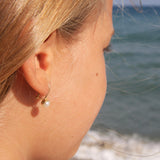 minrl snowdrop short earrings yellow gold worn