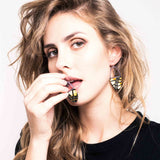 minrl x kechic oval earrings yellow silver worn