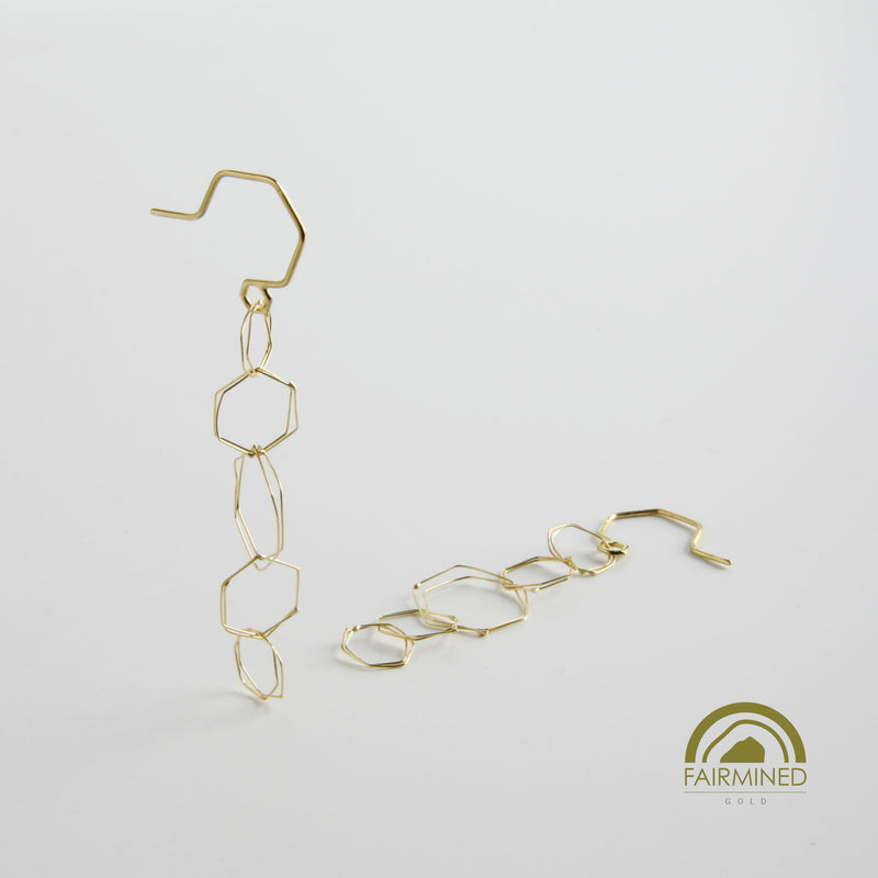 minrl hexagons air earrings fairmined gold