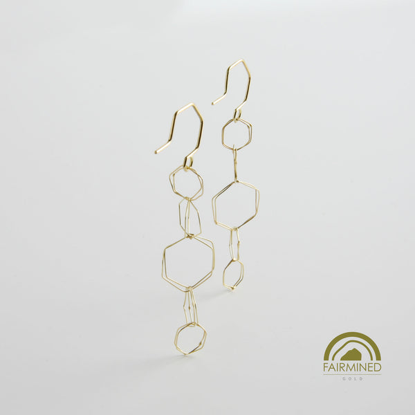 minrl hexagons air earrings fairmined gold