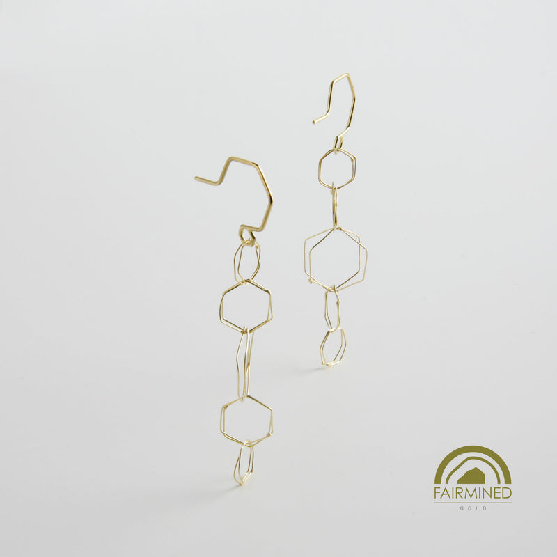 minrl hexagons air earrings fairmined gold