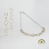 minrl hexagons air earring necklace fairmined gold silk sapphire mix