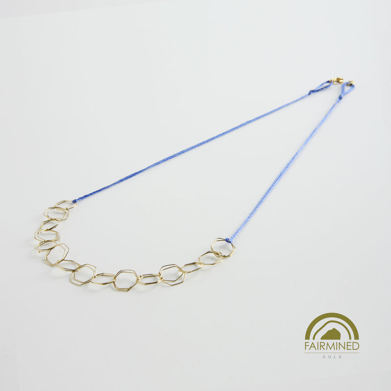 minrl hexagons air necklace fairmined gold silk royal blue