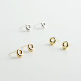 minrl aura earrings silver gold mixed