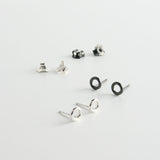 minrl geometric toys circles earrings silver and black