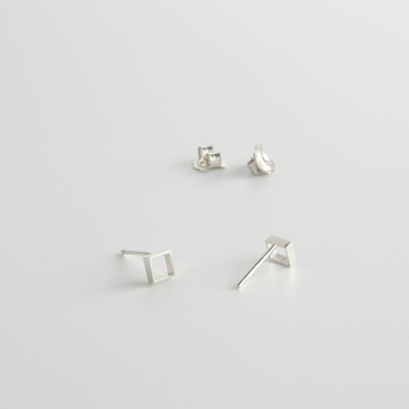minrl geometric toys squares earrings silver