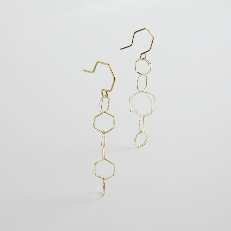 minrl hexagons air earrings gold