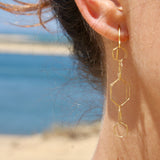 minrl hexagons air earrings gold worn