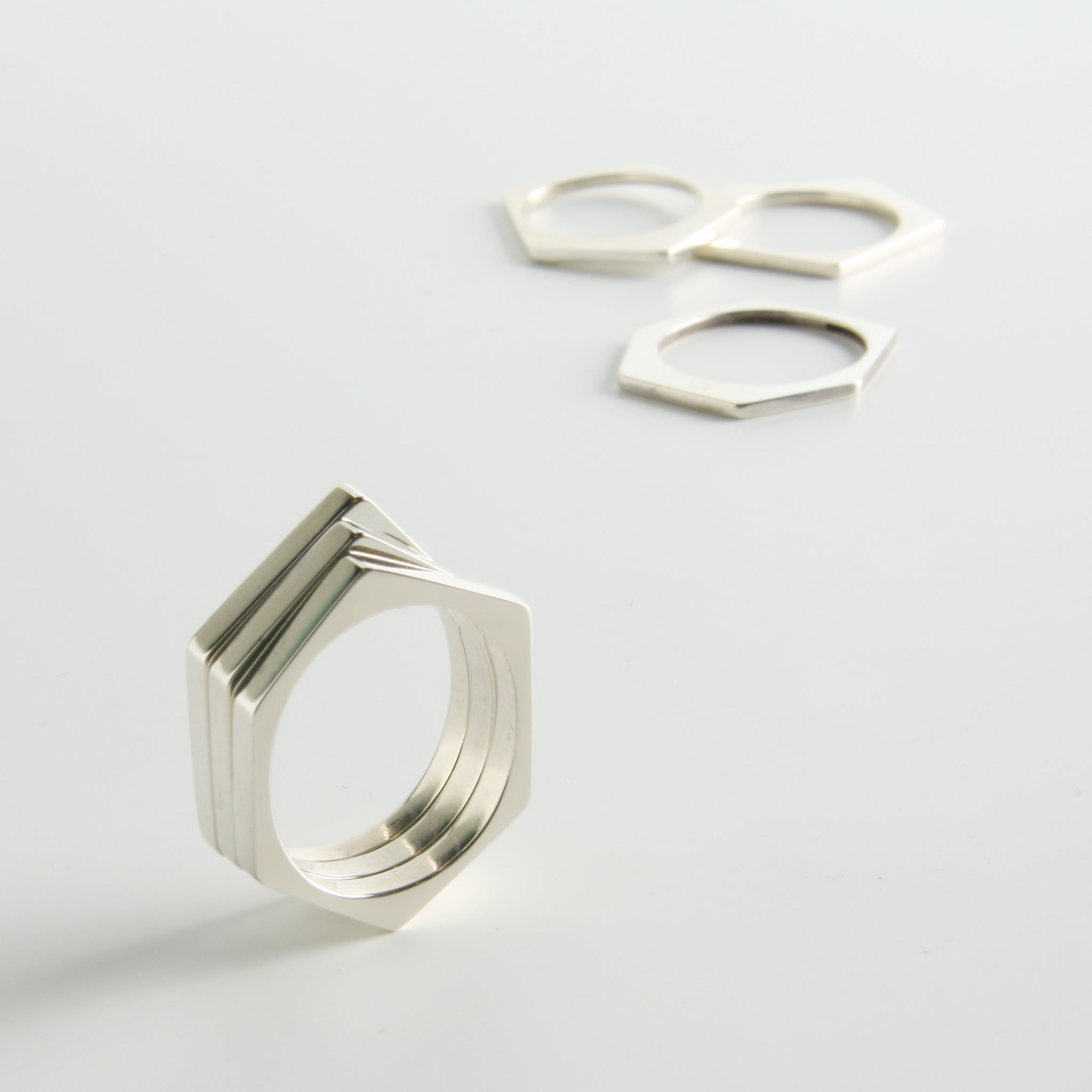 a the polygon ring... Random Polygons Ring Set Three Hexagons | minrl jewels