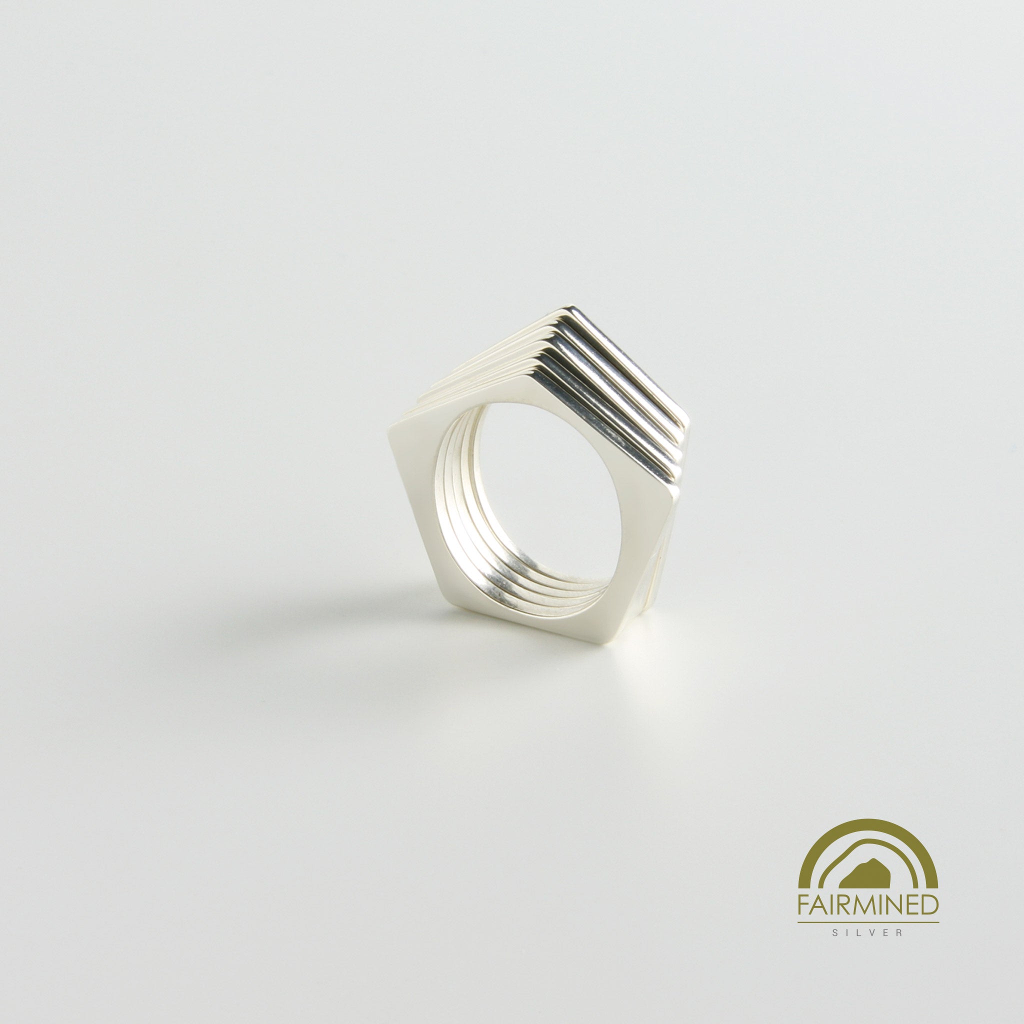 a the polygon ring... Fairmined Random Polygons Ring Set Five Pentagons | minrl jewels