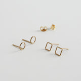 minrl shapes squares and circles earrings yellow gold