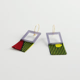 minrl x kechic rectangle earrings blue yellow red