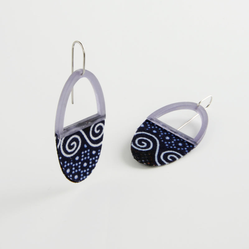 minrl x kechic oval earrings blue white silver