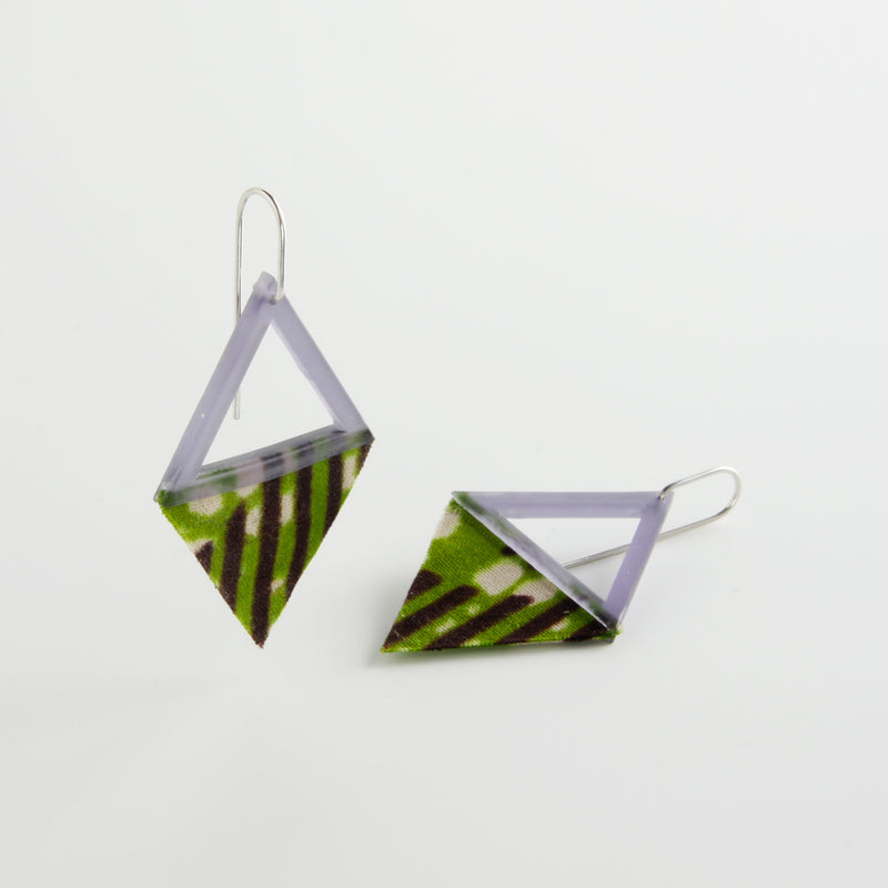 minrl x kechic triangle earrings green brown silver